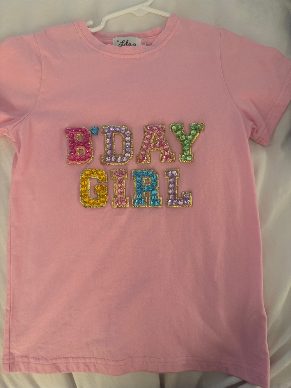 Lola + The Boys Pink Birthday Girl" Crystal  Tee